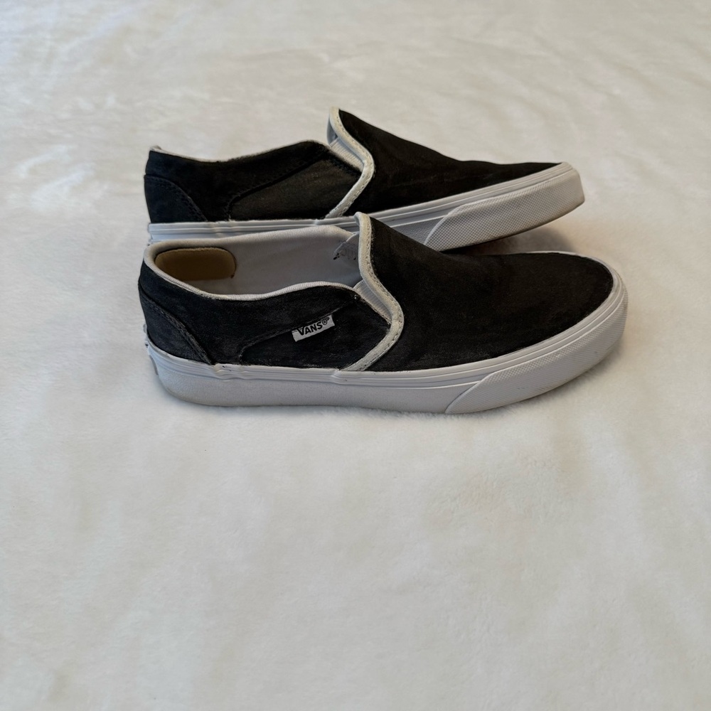 Vans Men's Black and White Slip-On Sneakers